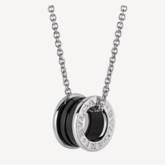 NIB Bulgari Sterling Silver + Ceramic Pendant Necklace, Unisex - Picture 2 of 13